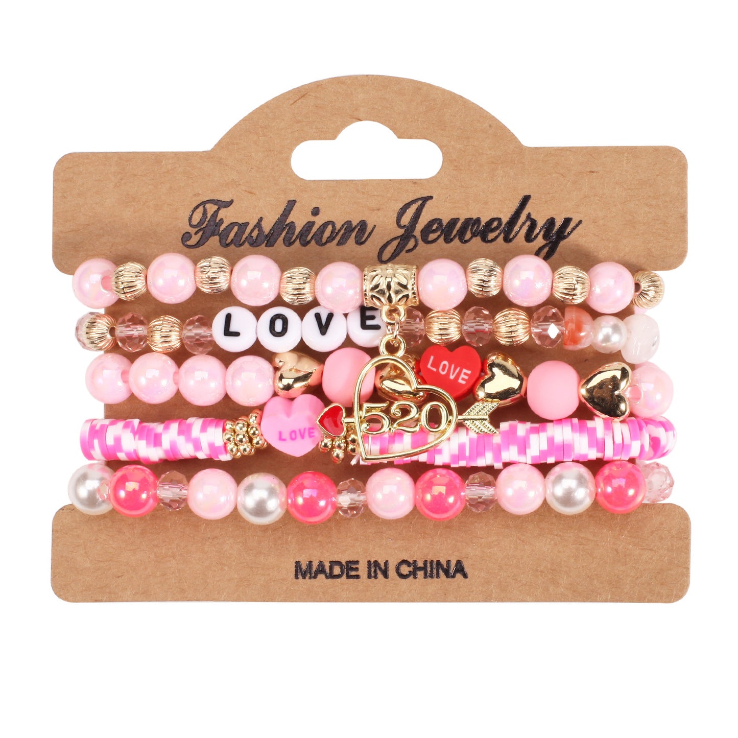 Heart Shape Resin Crystal Floral Pattern Unisex Bracelet