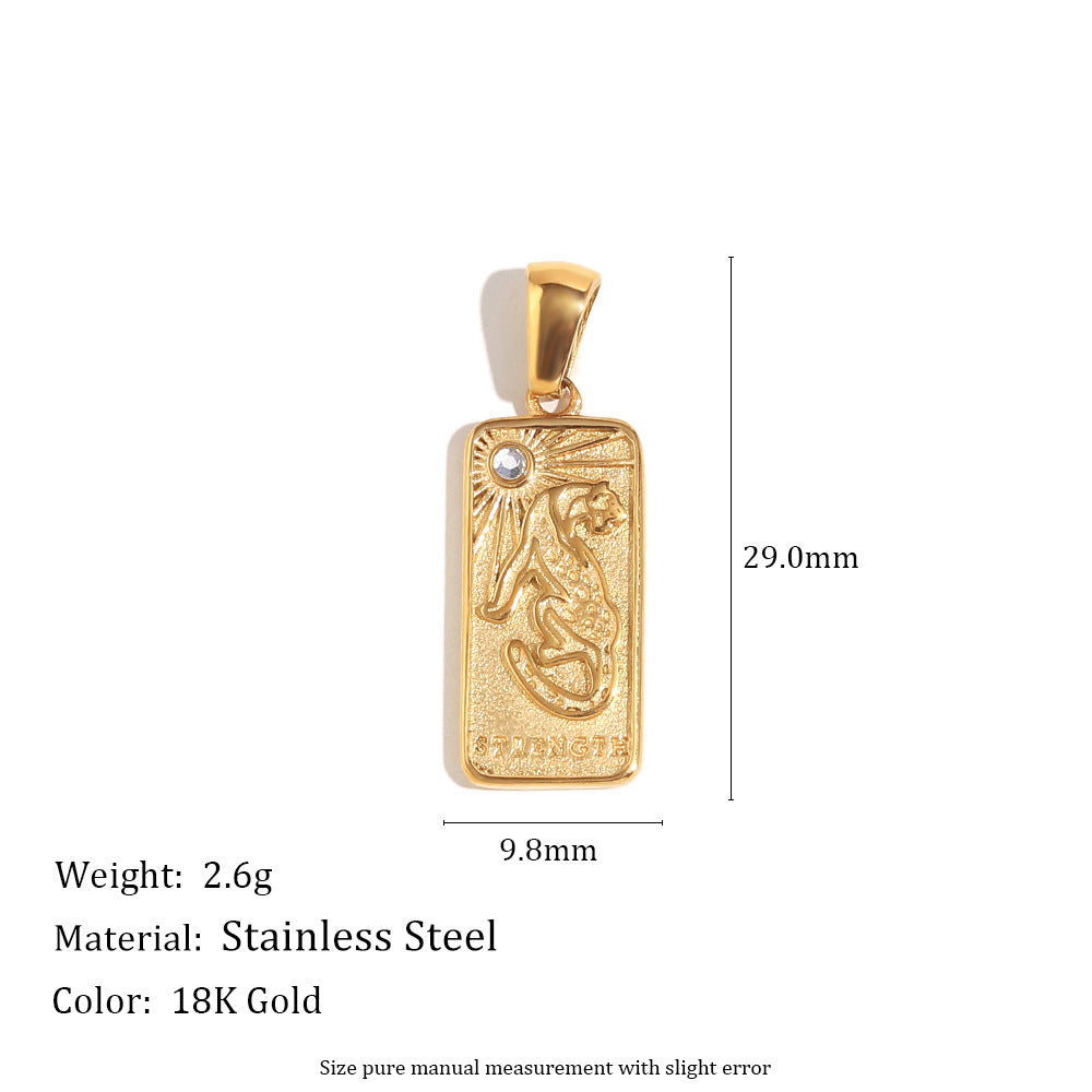 18K Gold Plated Stainless Steel Animal Bee Coin Shell Cubic Zirconia Pendant Charm Bar