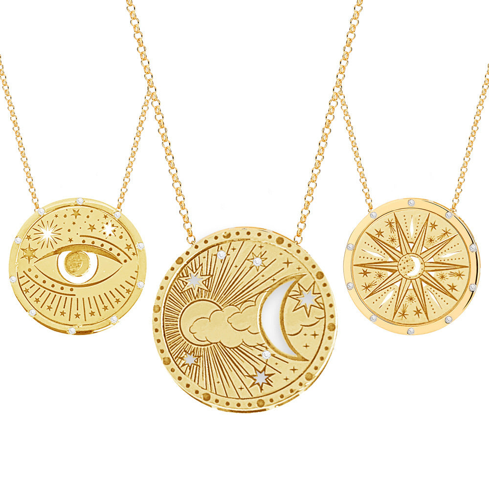 Collana Minimalista con Ciondolo Tarocchi Geometrico Lusso Leggero Placcato Oro 18K in Acciaio Inossidabile Unisex