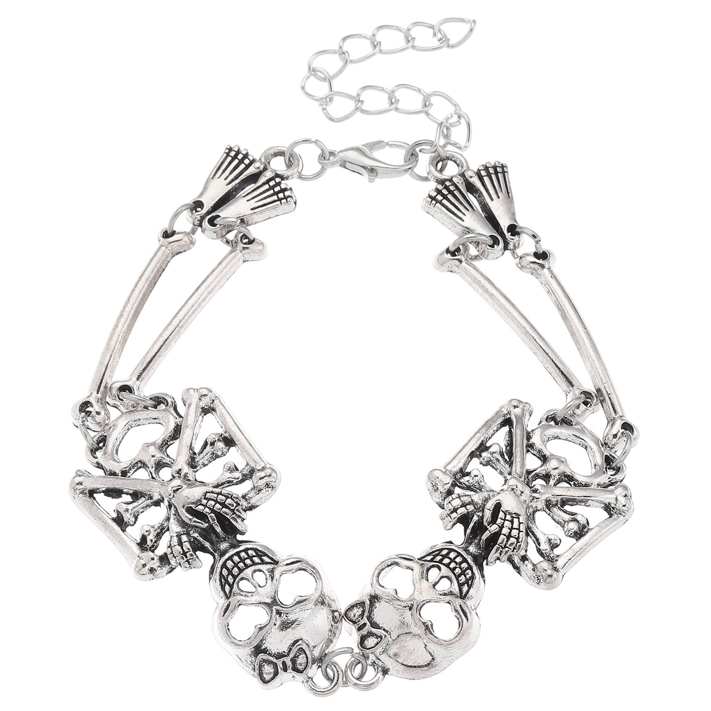 Pulsera gótica oscura de calavera unisex de aleación con acabado chapado