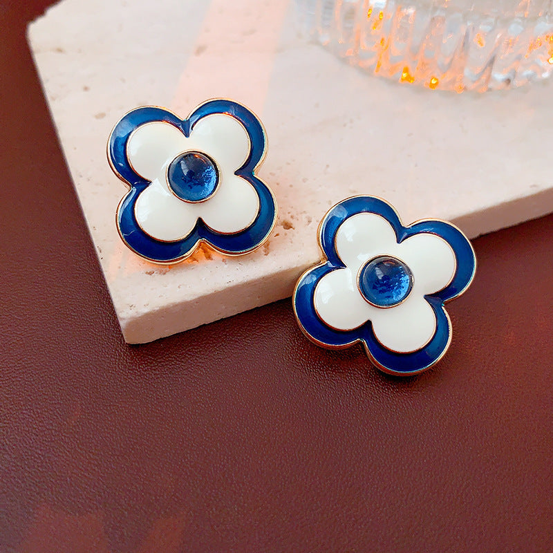 Vintage Geometric Alloy Earrings with Gold-Plated Finish and Stainless Steel Posts for Women