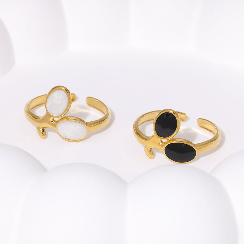 Anello Aperto Floreale Minimalista in Acciaio Inossidabile Placcato Oro da Donna Gioielli di Lusso