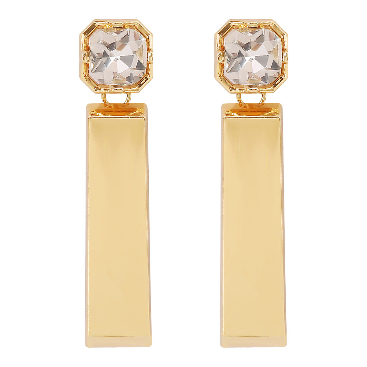 Orecchini geometrici rettangolari "Sweet and Edgy" con strass da donna in lega con intarsio