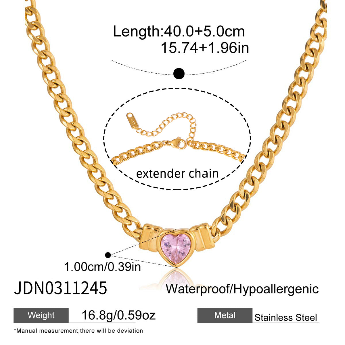 Collana Minimalista a Cuore in Acciaio Inossidabile con Placcatura in Oro PVD per Donne, Catenina con Ciondolo, Gioielli di San Valentino
