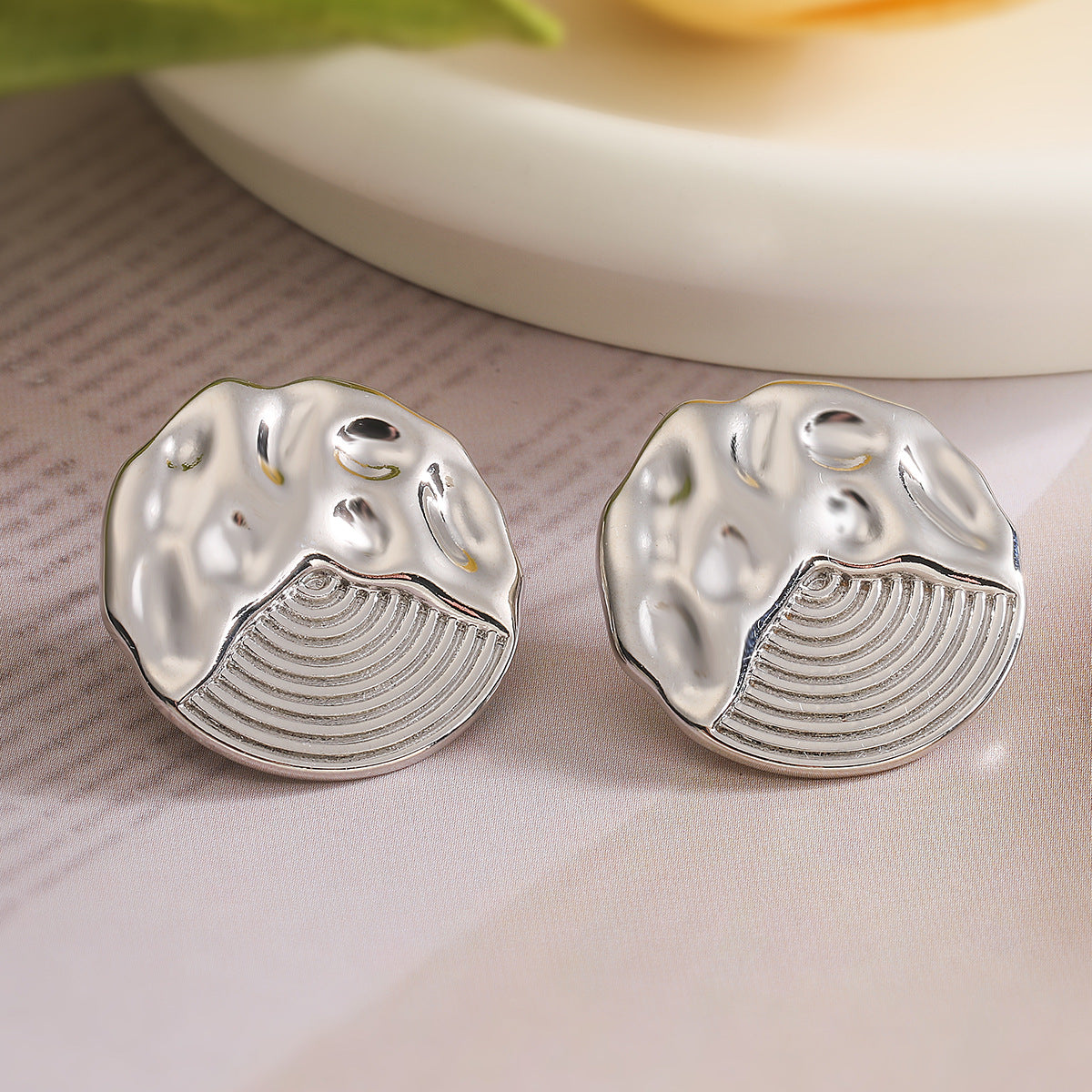 Minimalist Geometric Copper Stud Earrings for Women with Real Gold Plating Vintage-Inspired Elegant Design