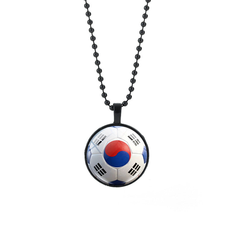 Collana Unisex Casual con Pendente Rotondo Geometrico di Cristallo e Catena a Sfera Placcata in Lega