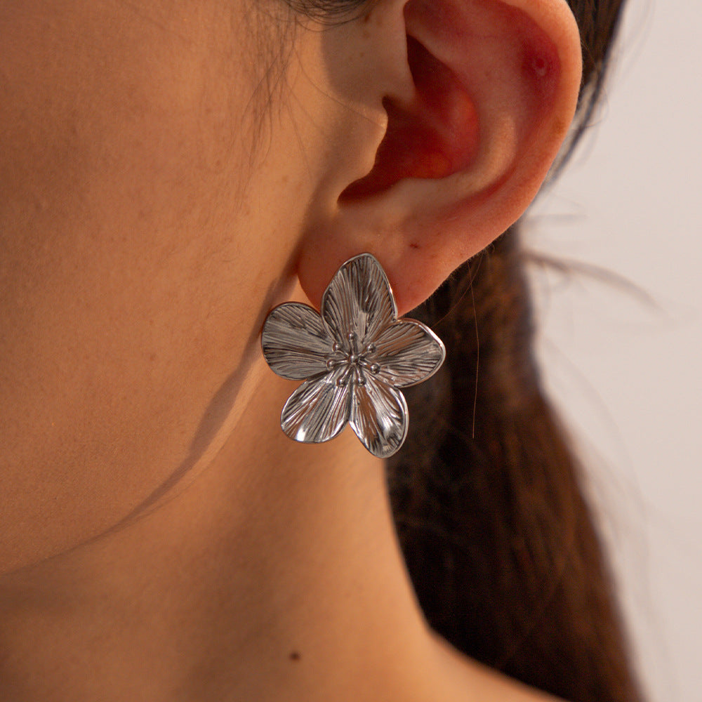 Pendientes minimalistas de acero inoxidable geométricos con acabado chapado para mujer