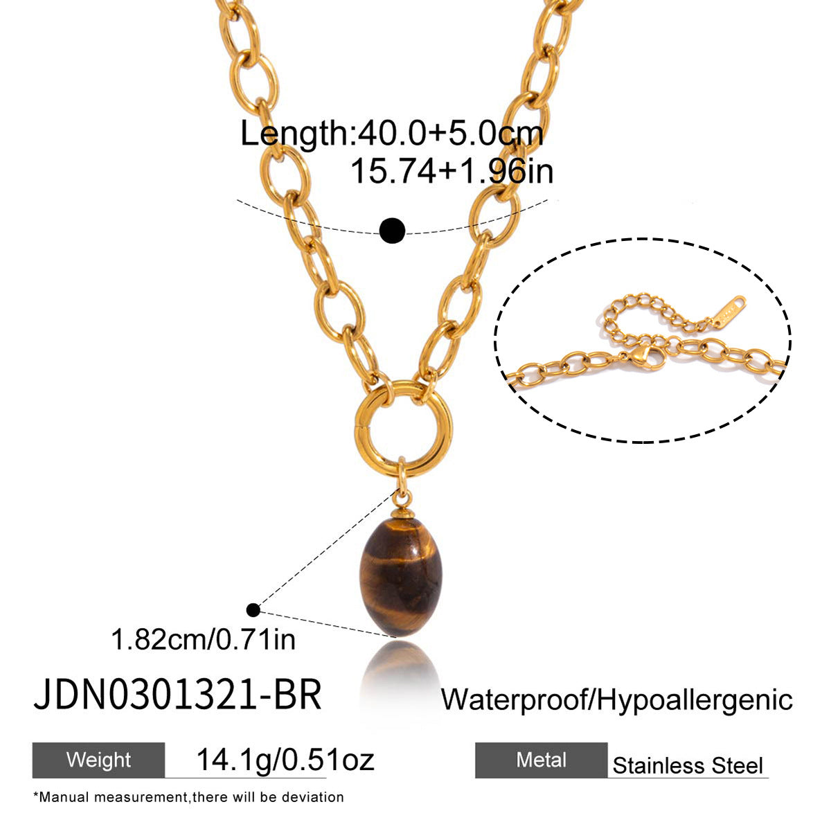 Minimalist Oval Geometric Titanium Steel Pendant Necklace Plated Stainless Steel Jewelry for Women