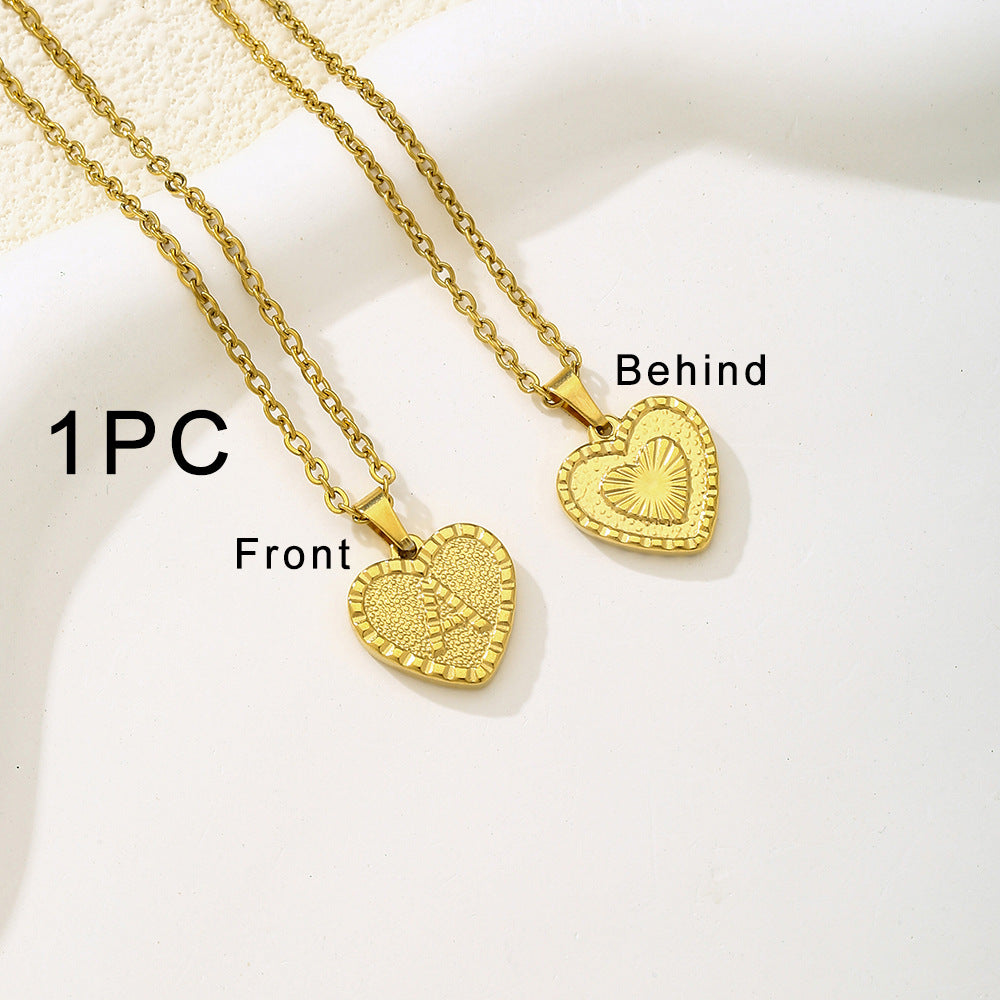 Elegante collana con ciondolo a forma di cuore in acciaio inossidabile con lettera, per donna, finitura placcata, stile catena O