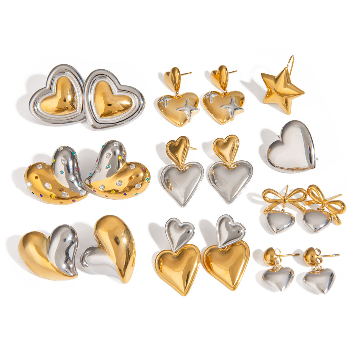 Plated Stainless Steel Heart Earrings for Women