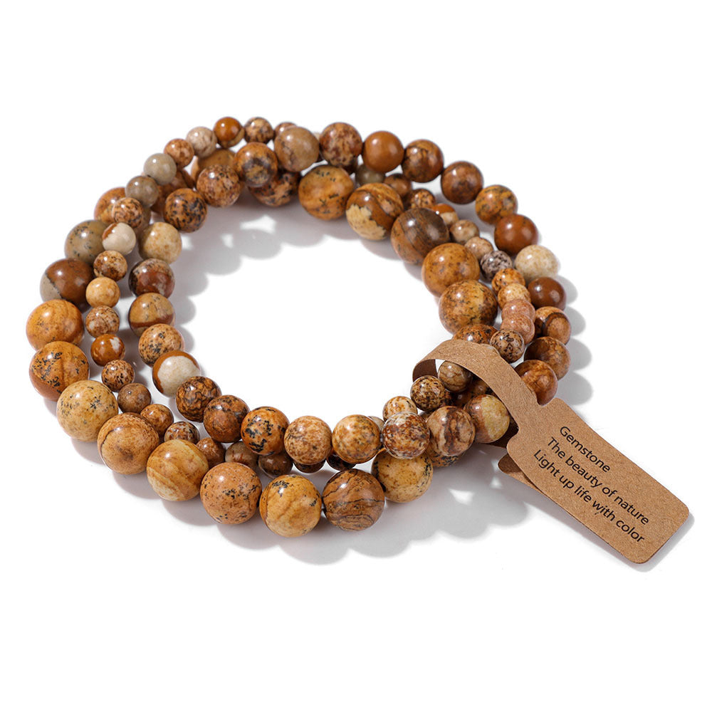 Vintage Minimalist Geometric Stone Beaded Stretch Bracelet Set Unisex Jewelry