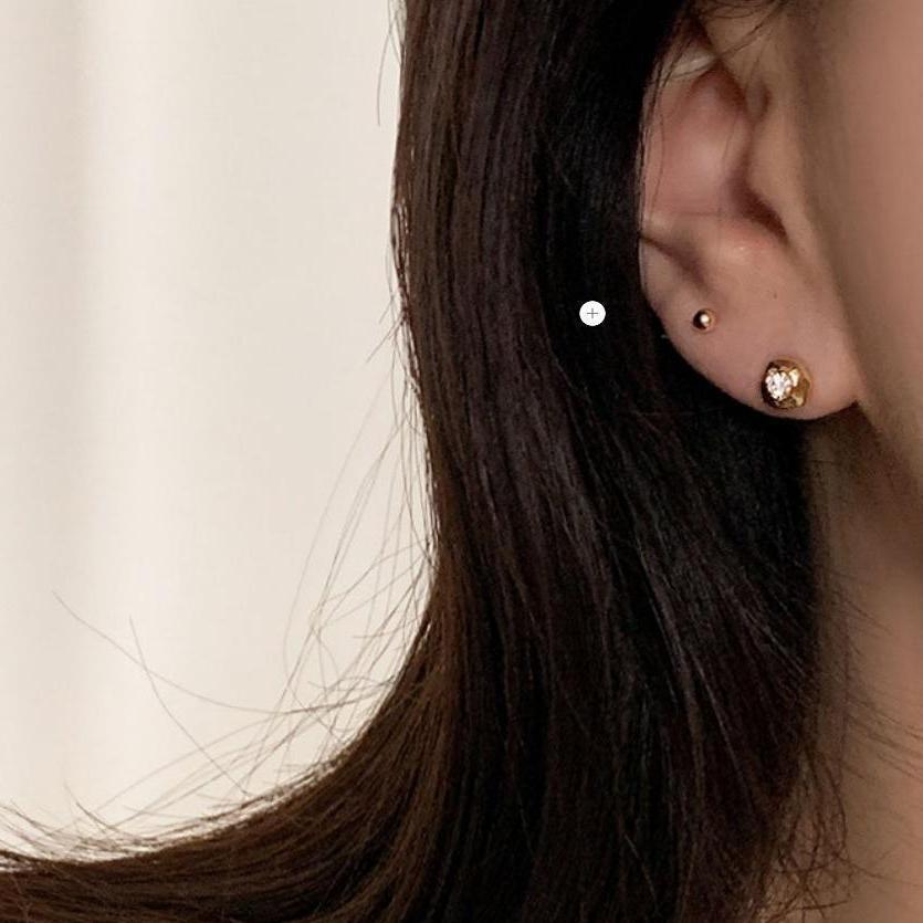Minimalist Letter-Shaped 925 Sterling Silver Stud Earrings with Rhinestone Inlay for Women