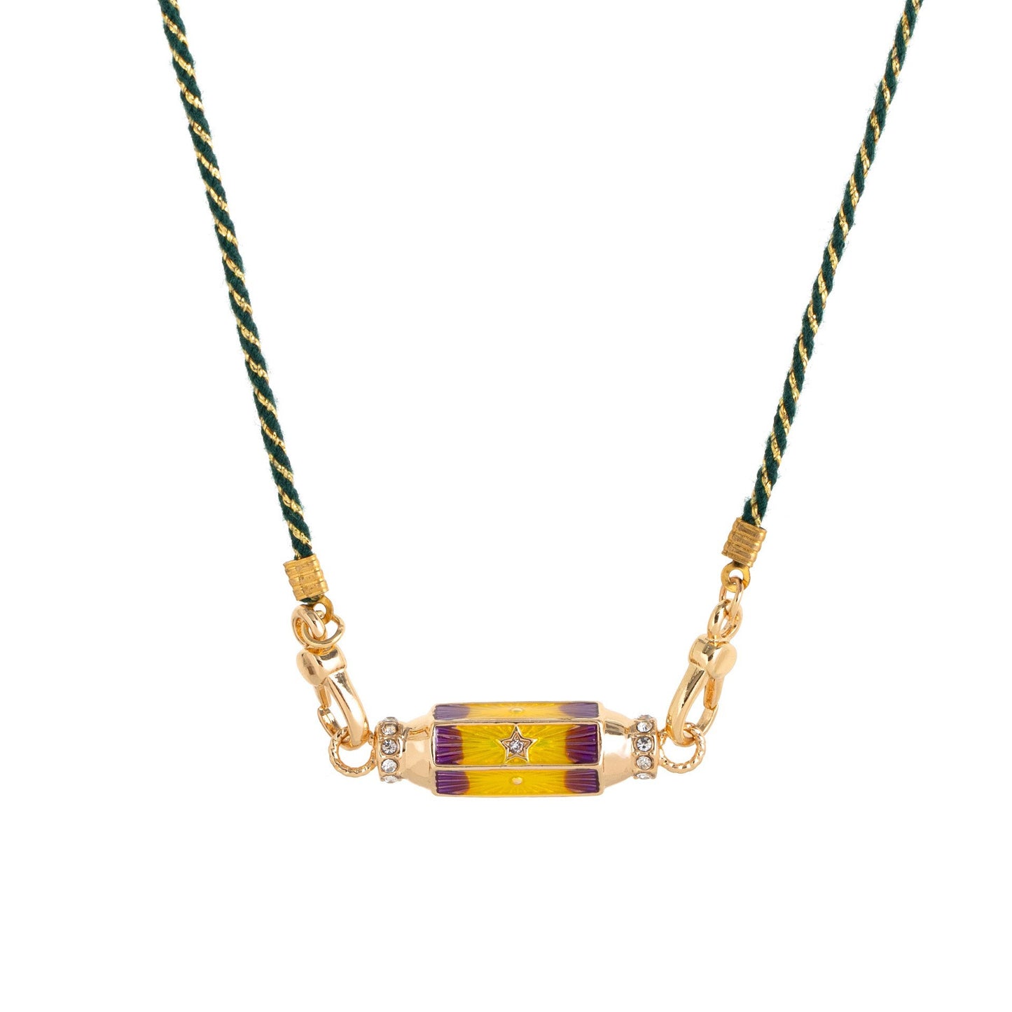 Vintage Geometric Pepper Evil Eye Pendant Necklace in Plated Copper with Adjustable Cotton Cord