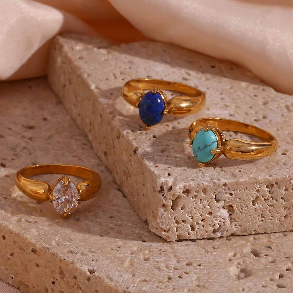 Anillo Minimalista de Acero Inoxidable con Forma de Pétalo Floral y Chapado en Oro de 18K para Mujer