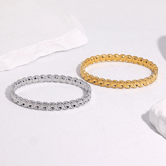 Minimalist Elegant Gold Plated Round Geometric Stainless Steel Bracelet for Women