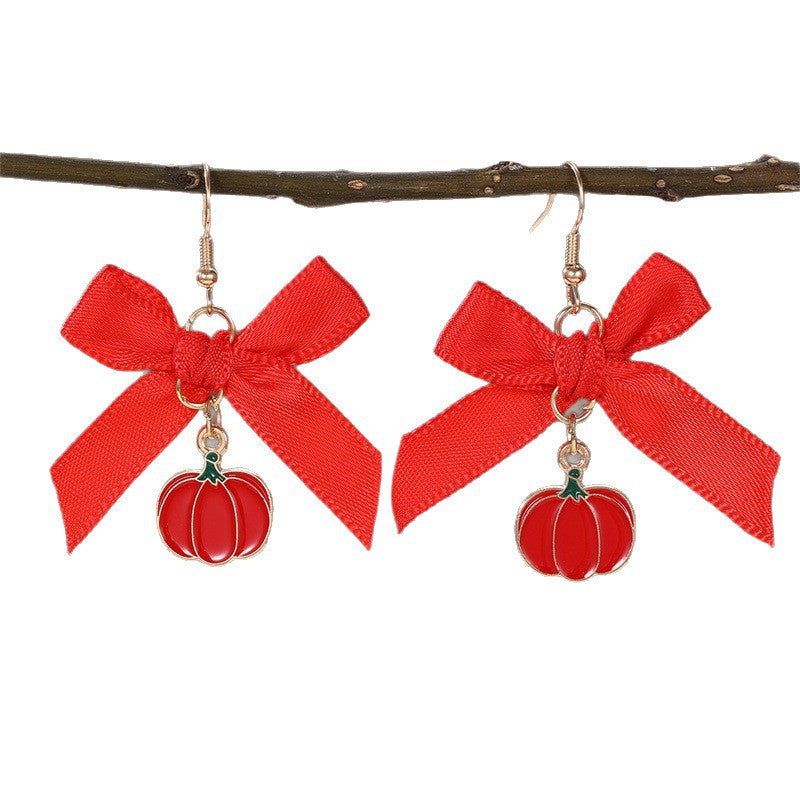 Pendientes Minimalistas de Resina en Forma de Lazo con Incrustaciones de Perlas, Estilo Princesa, para Niñas