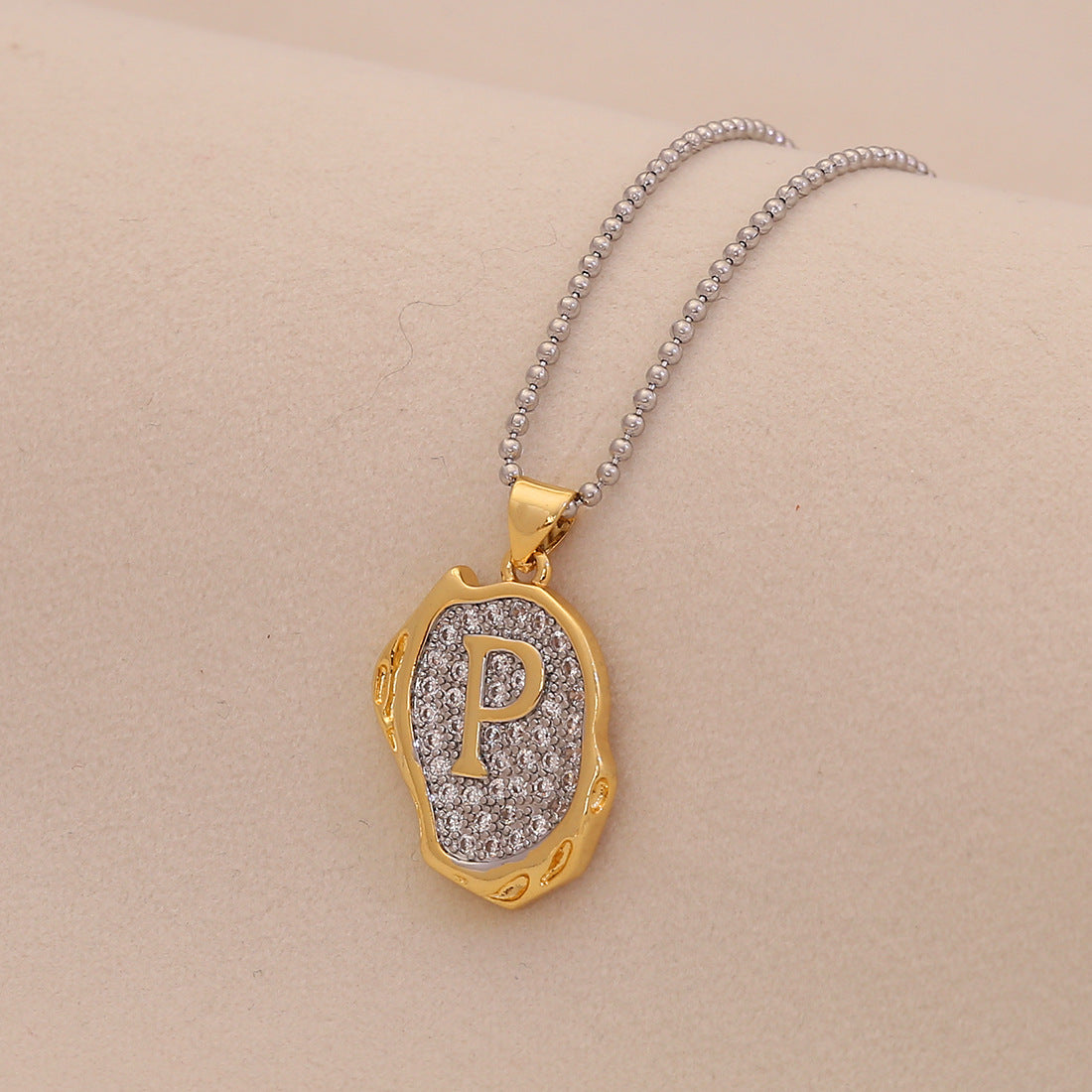Retro Letter Pendant Necklace for Women in Brass with Minimalist Elegant Locket Style