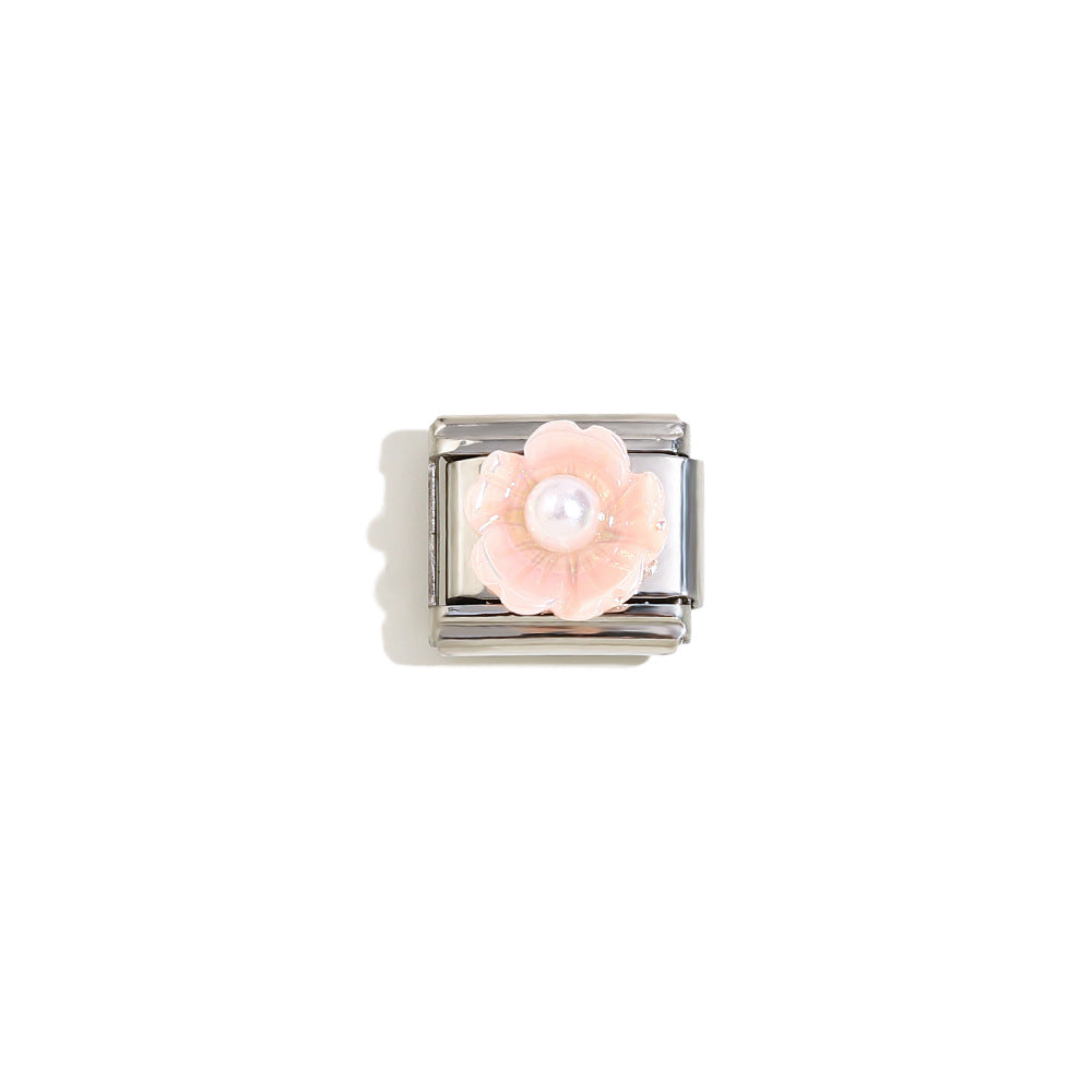 Elegant 18K Gold Plated Drip Oil Square Stainless Steel Charm Bar for Women