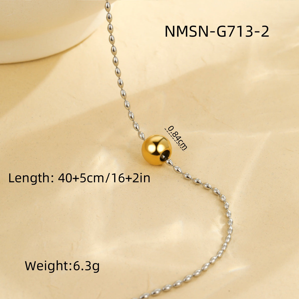 Collana da donna minimalista geometrica con perline, catena in acciaio inossidabile con medaglione e finitura placcata