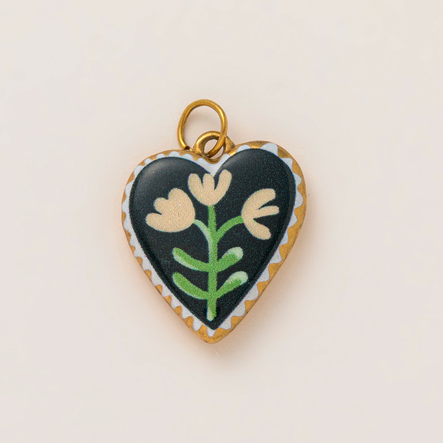 Vintage 18K Gold Plated Stainless Steel Floral Heart Drip Oil Charm Bar