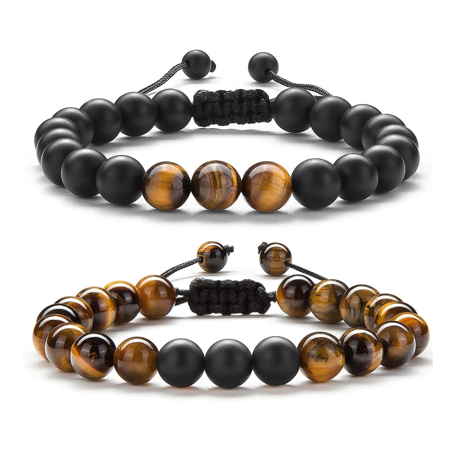 Natural Agate Geometric Beaded Bracelet Set Unisex Casual Handmade Stone Jewelry