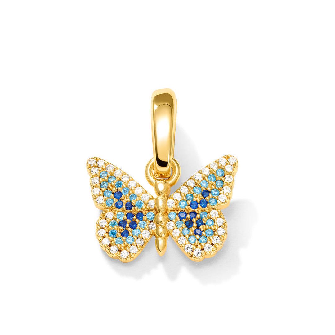 Vintage 18K Gold Plated Stainless Steel Butterfly Charm Bar PVD