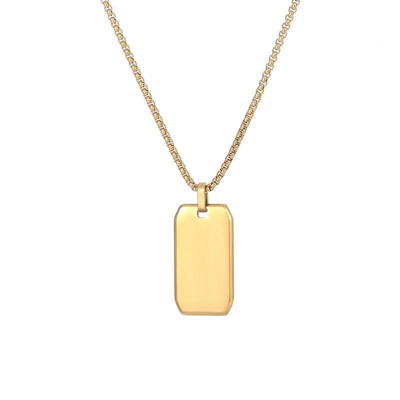 Collana unisex con ciondolo a piastrina per cane rettangolare geometrica personalizzata in acciaio al titanio