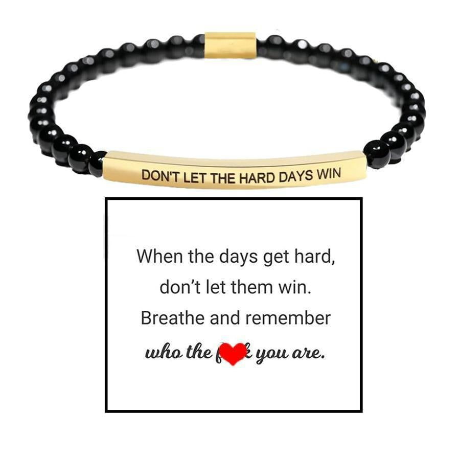 Minimalist Stainless Steel Bracelet with Black Matte Beads Blue Turquoise and Laser Engraved Gold Tube Charms Unisex Geometric Letter Jewelry