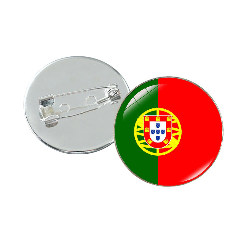 Minimalist Geometric Alloy Plated Brooch with Cabochon Gemstone Unisex Pin Badge