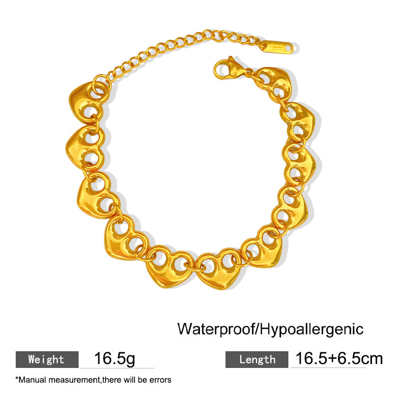 Sweet Hollow Heart Titanium Steel Plated Necklace for Unisex