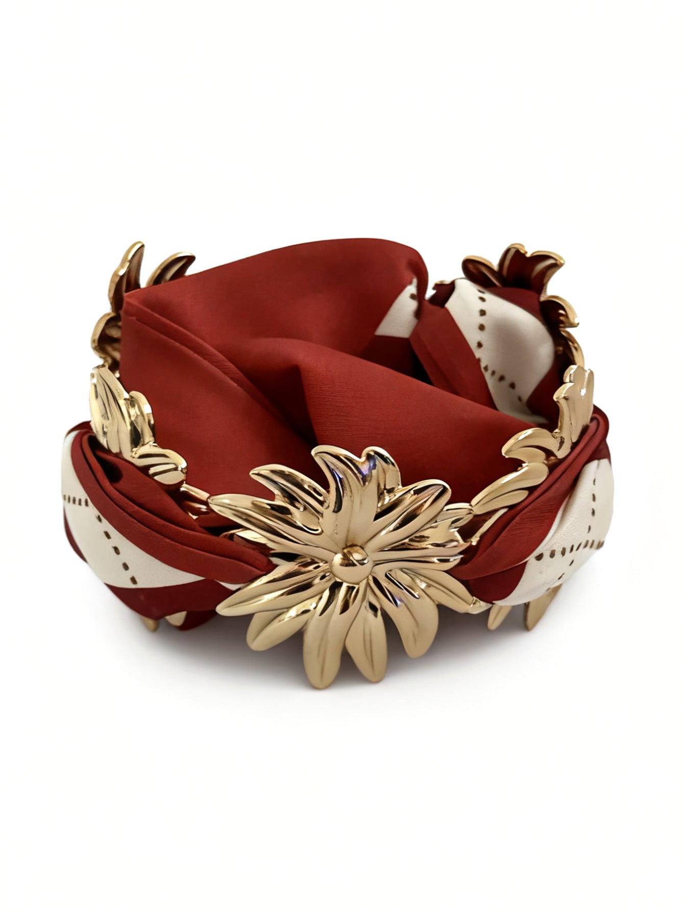 Vintage Round Geometric Floral Plated Stainless Steel Open Cuff Bracelet