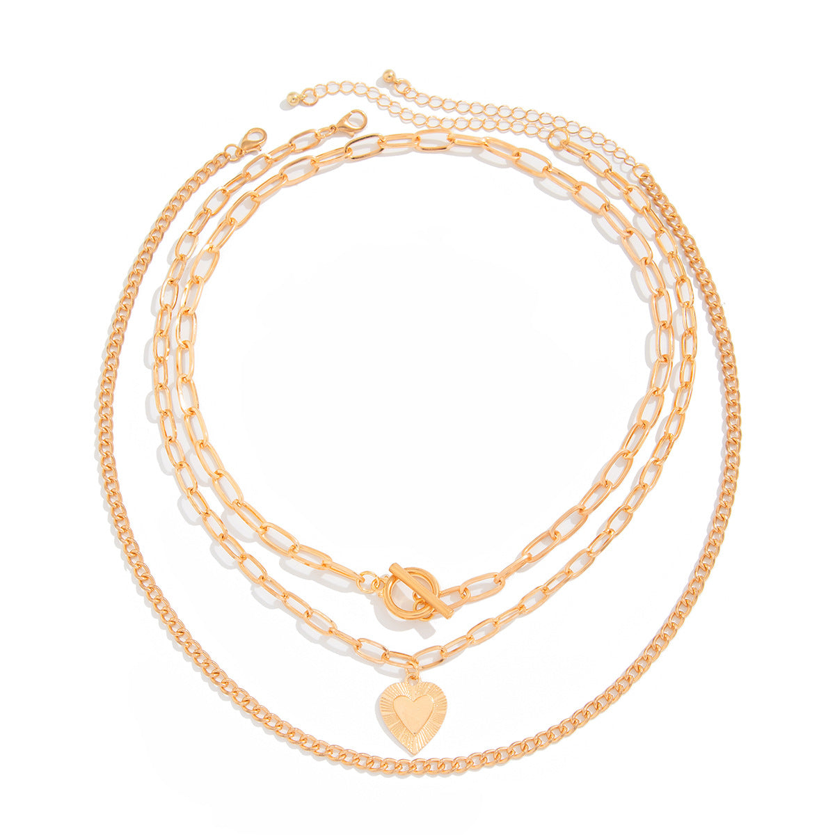 Streetwear Geometric Alloy Plated Pendant Multi-layer Necklace for Women