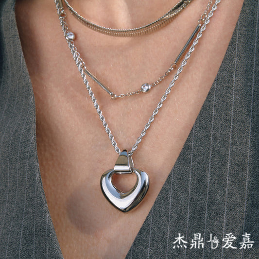 Minimalist Elegant Heart Stainless Steel PVD Necklace for Women