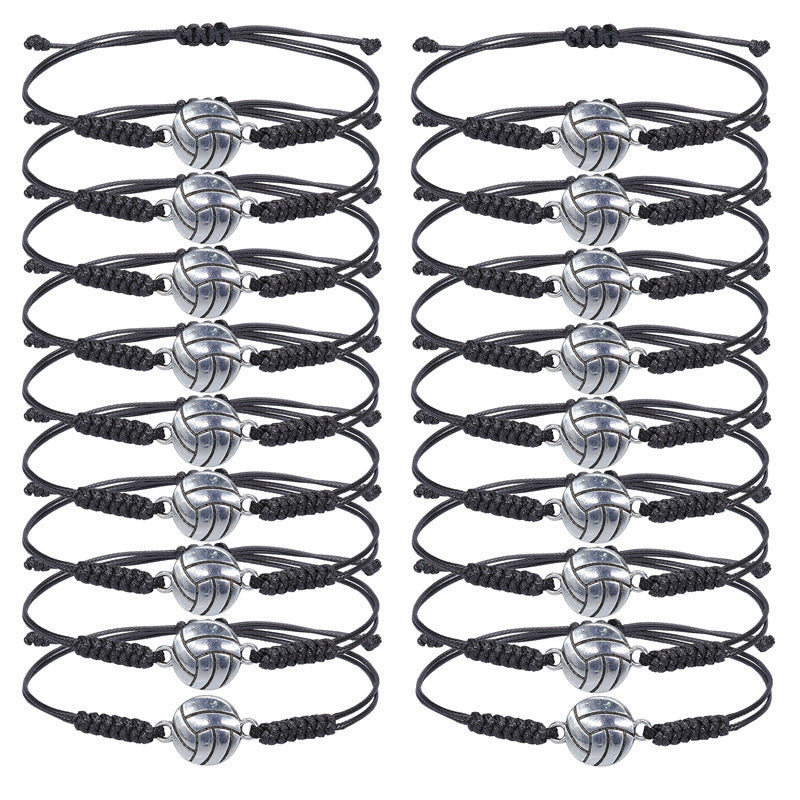 Unisex Geometric Alloy Sports Ball Woven Bracelet