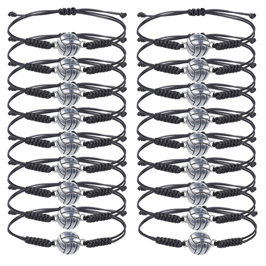 Unisex Geometric Alloy Sports Ball Woven Bracelet