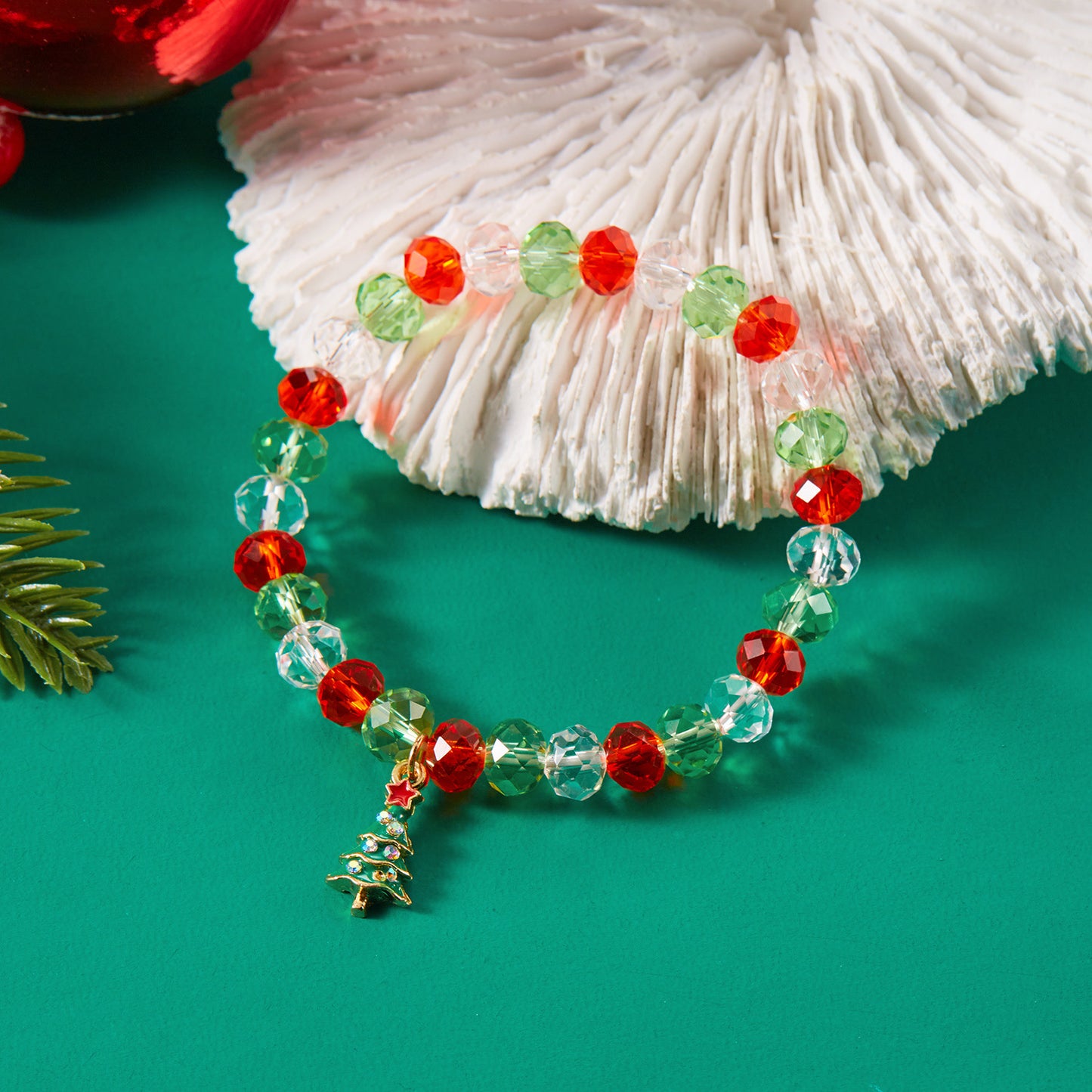 Handmade Christmas Bracelet with Alloy Beads and Crystal Accents Featuring Cartoon Character Design for Women