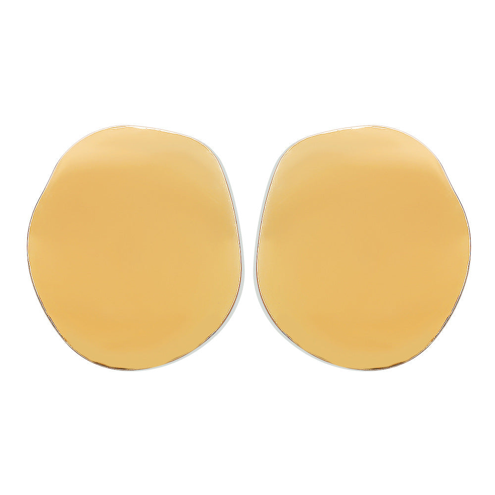 Pendientes de aleación con diseño geométrico atrevido para mujer, con superficie pulida brillante y diseño asimétrico irregular
