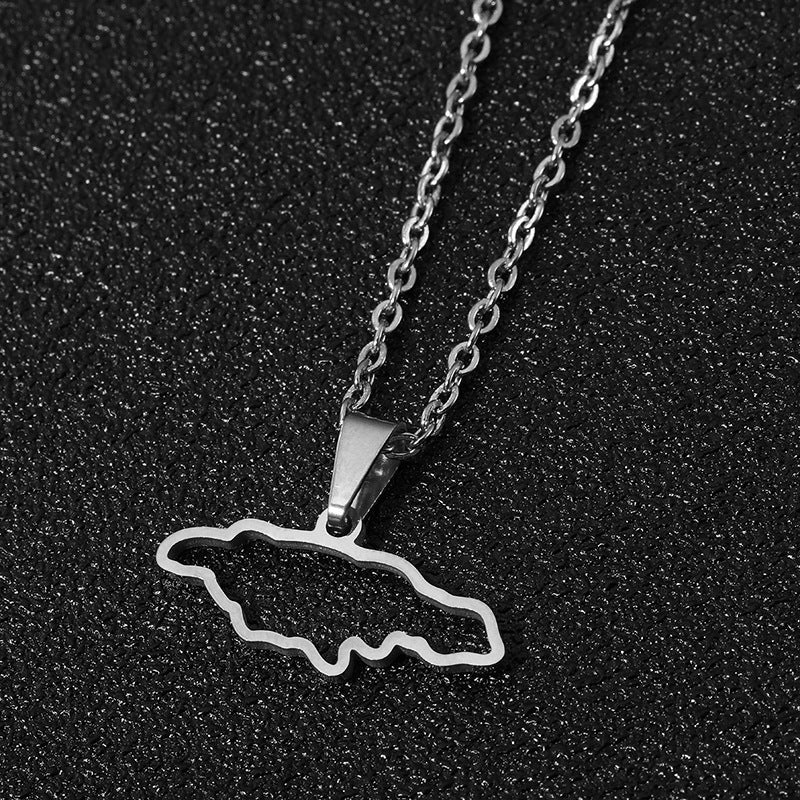 Collana con pendente geometrico in acciaio inossidabile e titanio con catena a maglie O
