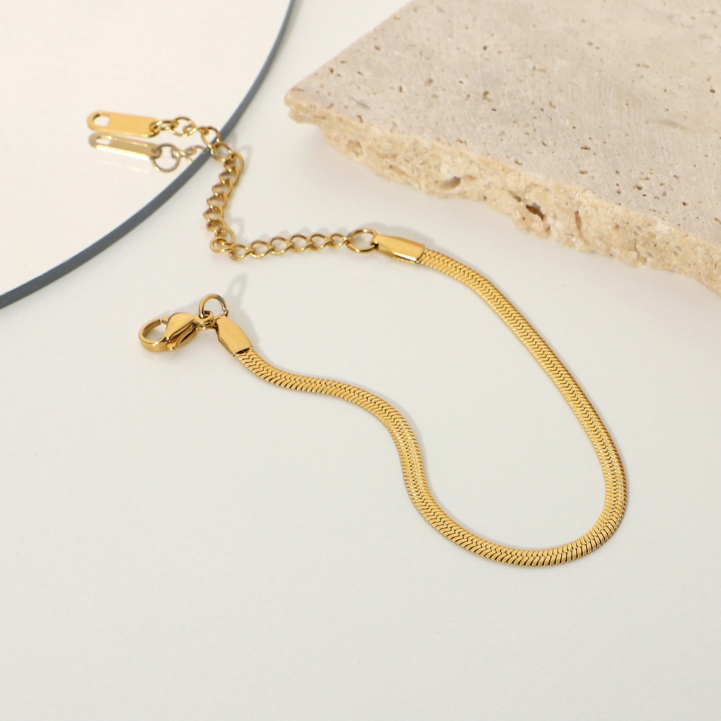 Ins Style Electroplated Stainless Steel Geometric Blade Snake Chain Bracelet for Women