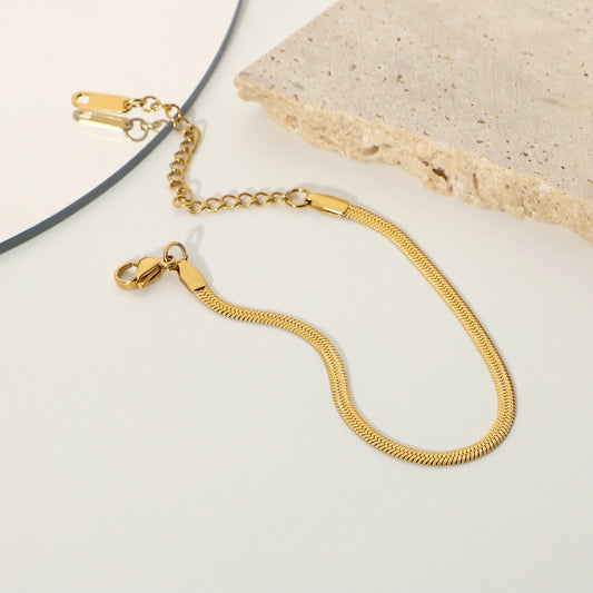 Ins Style Electroplated Stainless Steel Geometric Blade Snake Chain Bracelet for Women