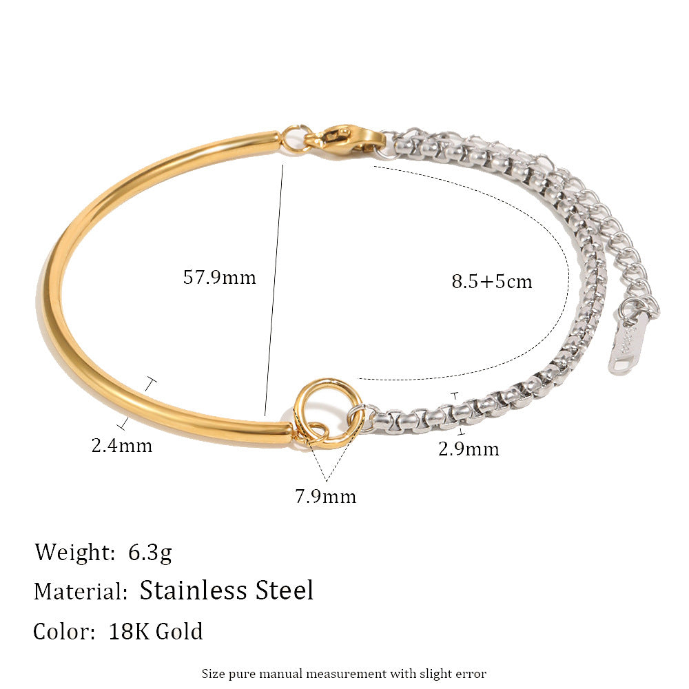 Minimalist Elegant Geometric Round Stainless Steel Gold Plated Bracelet for Women