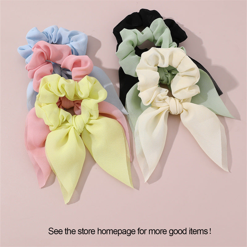 Set di sei elastici per capelli da bambina in stile principessa, con fiocco in tessuto e nastri, in morbido misto cotone