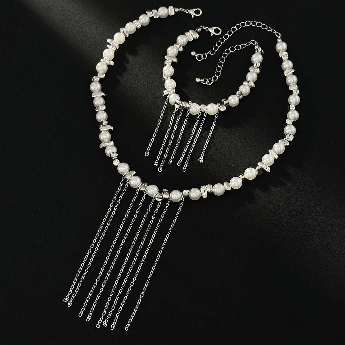 Minimalist Geometric Faux Pearl Plated Brass Necklace for Women