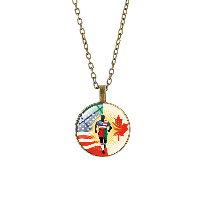 Vintage Sporty Geometric Alloy Pendant Necklace with Crystal Charm for Unisex