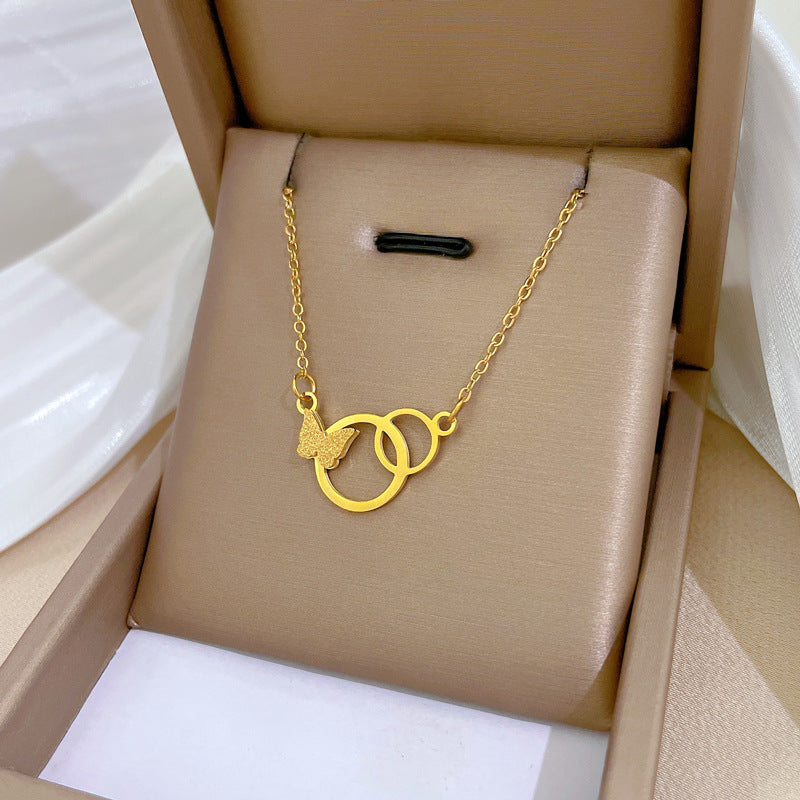 Geometric Minimalist Titanium Steel Pendant Necklace for Women and Men with Irregular Chain