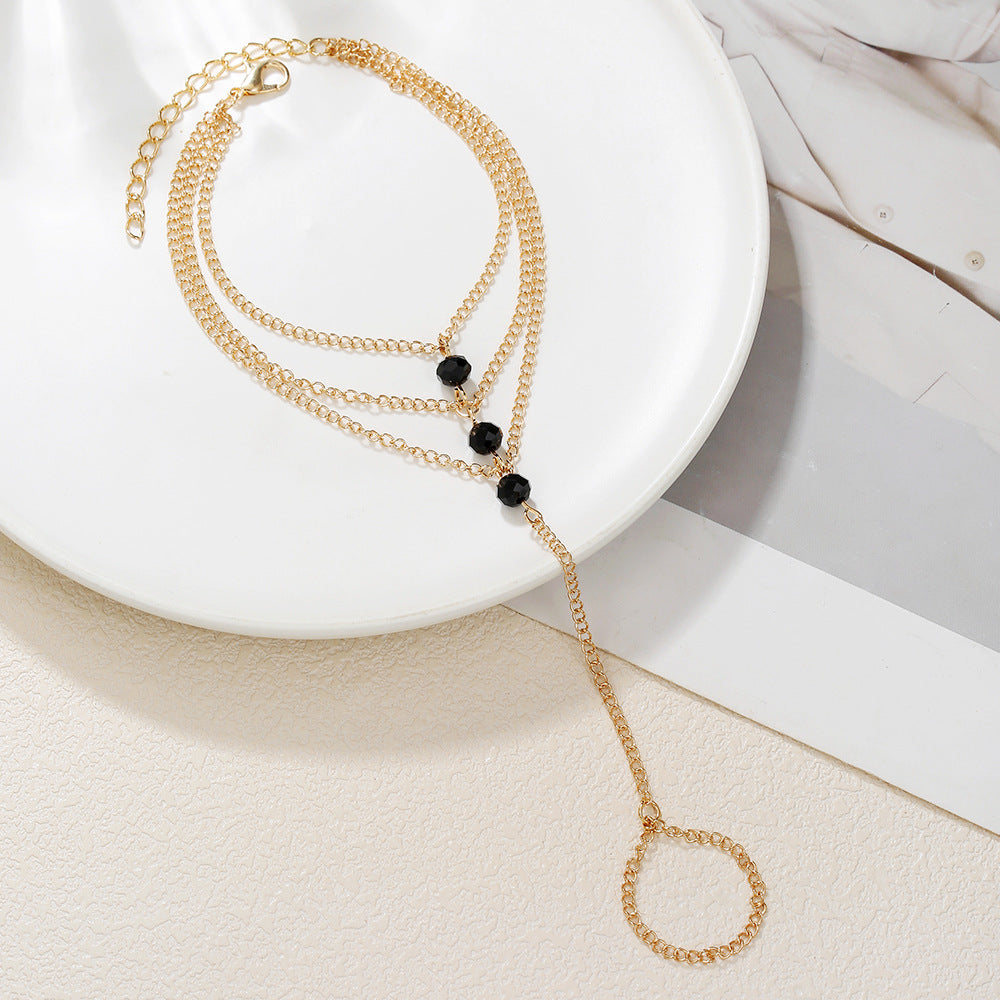Geometric Zinc Alloy Finger Chain Bracelet for Women