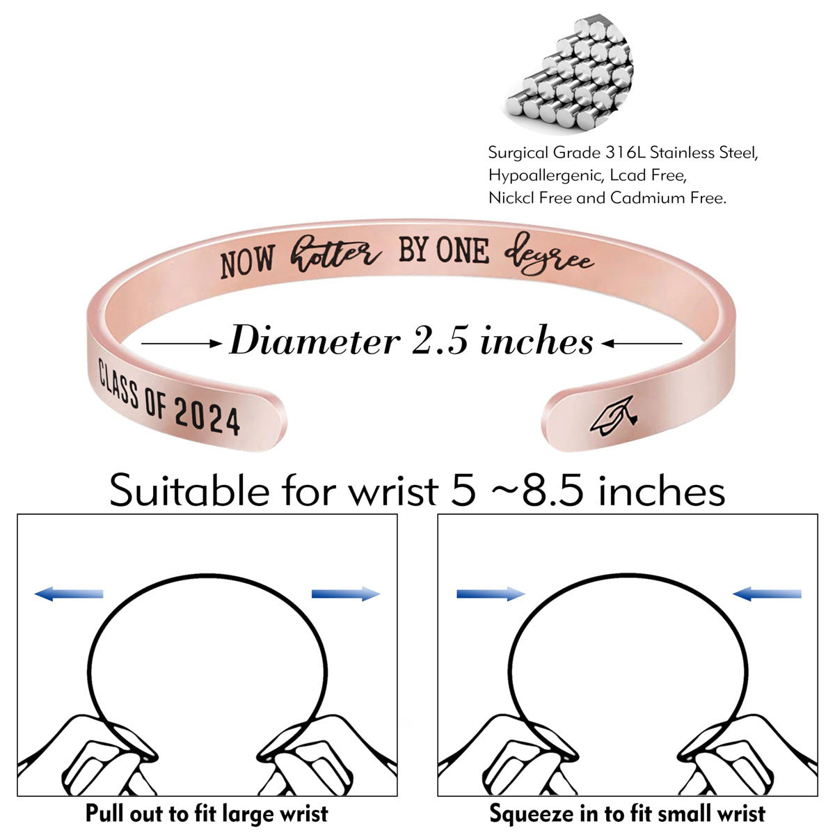 Pulsera de acero inoxidable de moda para mujer con acabado chapado, regalo ideal de Navidad, cumpleaños, Acción de Gracias para mamá