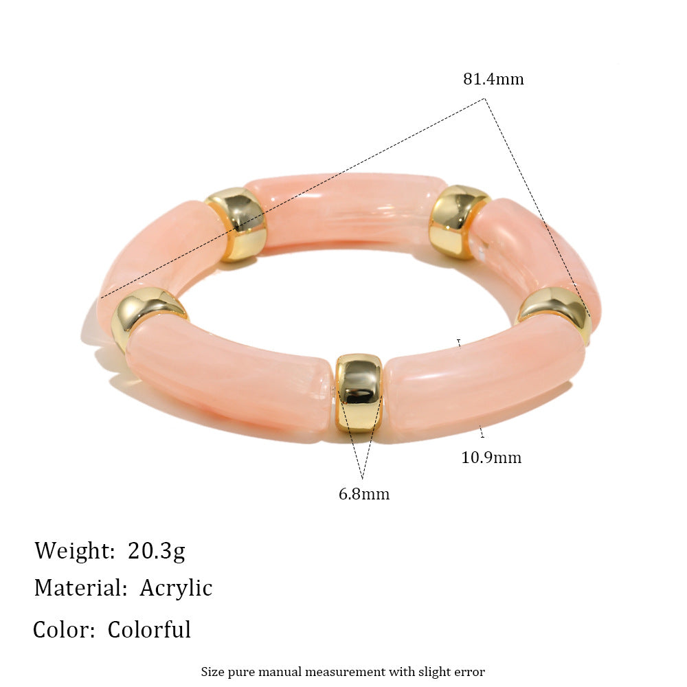 Minimalist Retro Acrylic Stretch Bracelet for Women with Geometric Shape and Clean Line Design