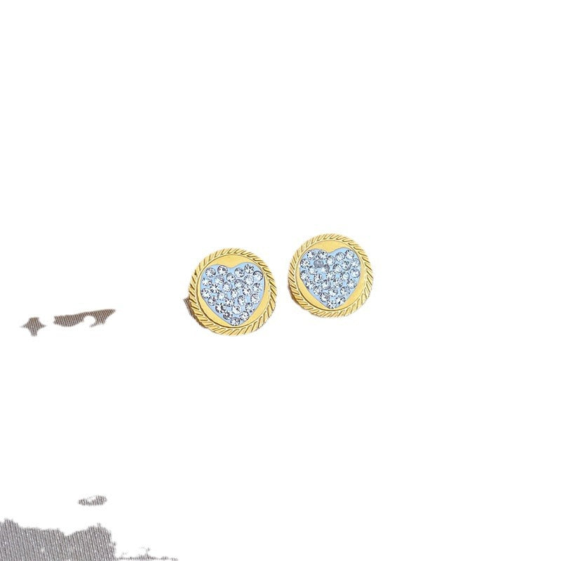Minimalist Round Heart Titanium Steel Stud Earrings with Plating Finish for Women