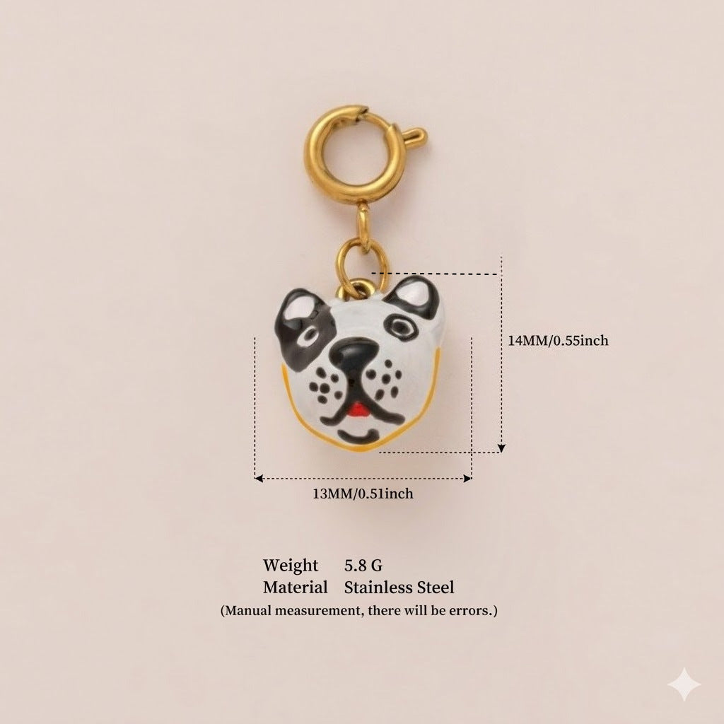 Vintage 18K Gold Plated Stainless Steel Animal Pendant Charm Bar for Women